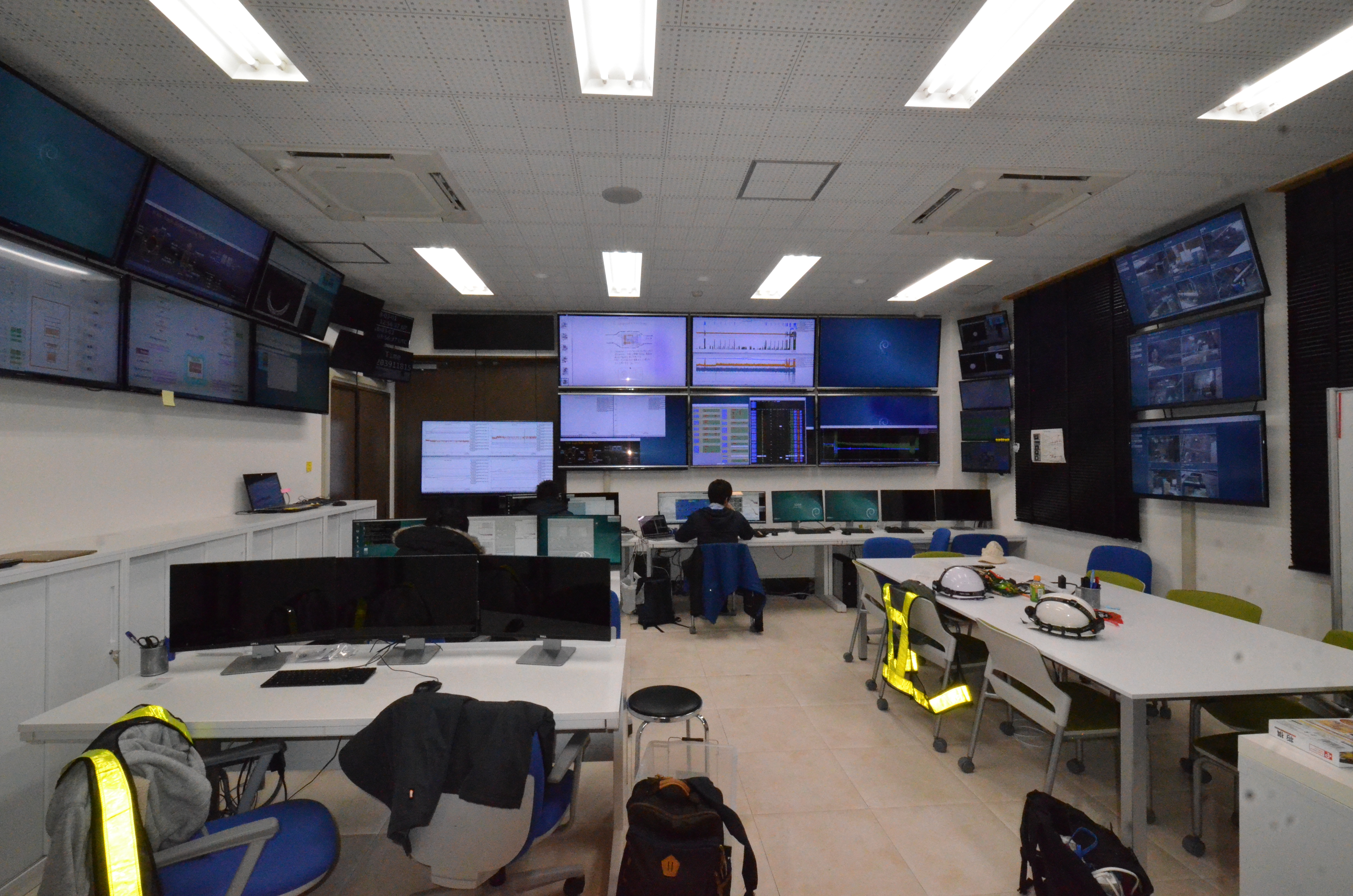 The control room to monitor all data from the KAGRA gravitational wave telescope.
