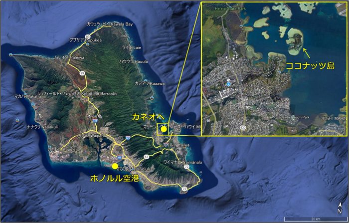 オアフ島と滞在地のココナッツ島.png
